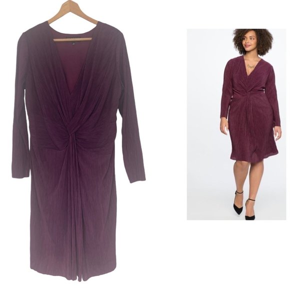 Eloquii Dresses & Skirts - Size 14 Large XL PURPLE KNOT FRONT ACCORDION DRESS Day/Evening Wedding P…